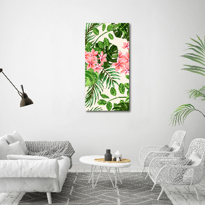 Quadro di vetro verticale Fiori hawaiani