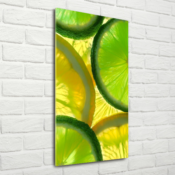 Quadro in vetro verticale Lime e limone