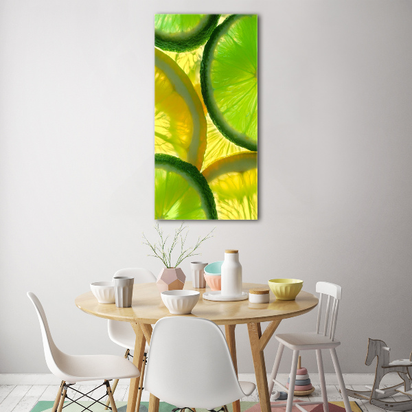 Quadro in vetro verticale Lime e limone
