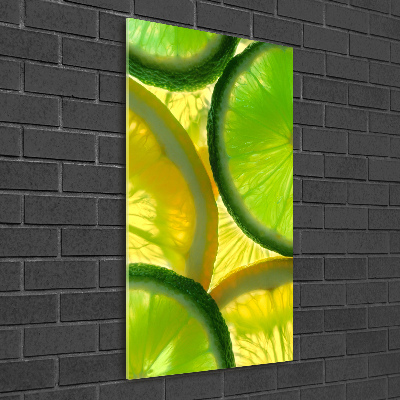 Quadro in vetro verticale Lime e limone
