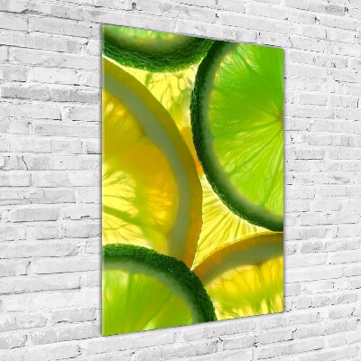 Quadro in vetro verticale Lime e limone