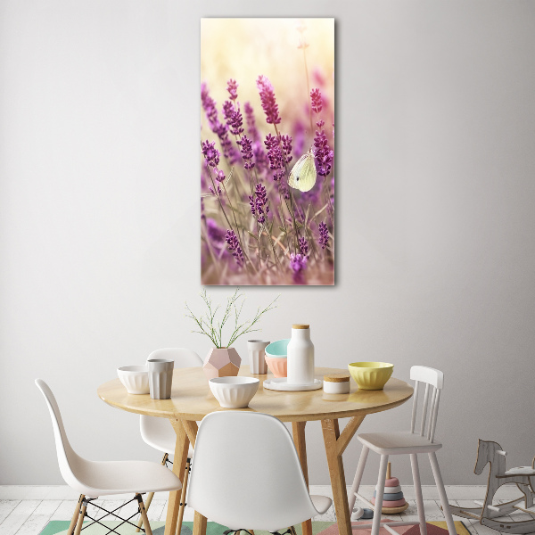 Quadro vetro verticale Fiori di lavanda