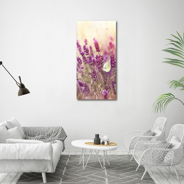 Quadro vetro verticale Fiori di lavanda