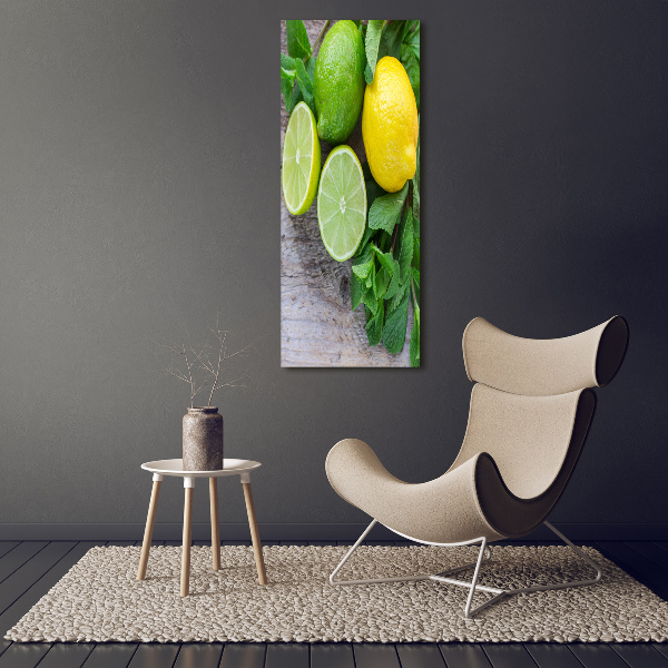 Quadro stampa su vetro verticale Lime e limone