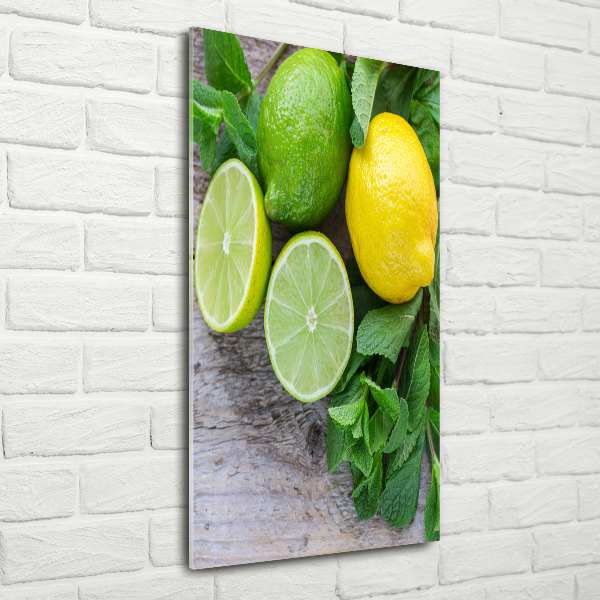 Quadro stampa su vetro verticale Lime e limone