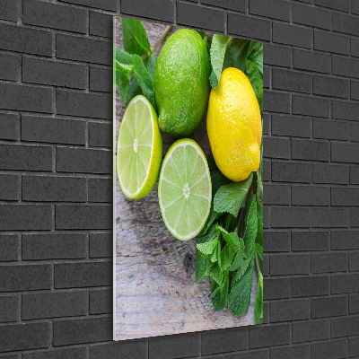 Quadro stampa su vetro verticale Lime e limone