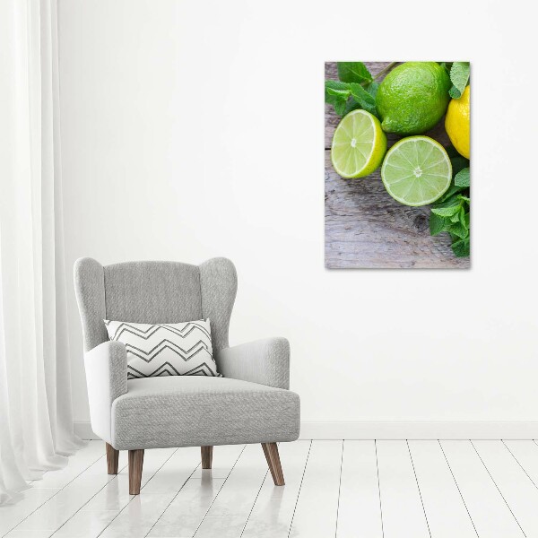 Quadro stampa su vetro verticale Lime e limone