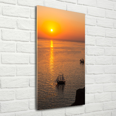 Quadro vetro verticale Mare al tramonto