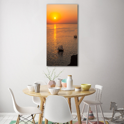Quadro vetro verticale Mare al tramonto