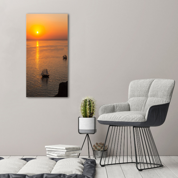 Quadro vetro verticale Mare al tramonto