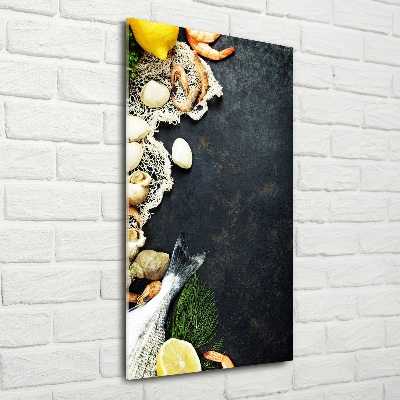Quadro vetro verticale Frutti di mare