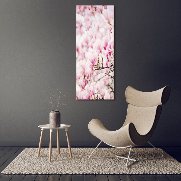 Quadro stampa su vetro verticale Fiori di magnolia