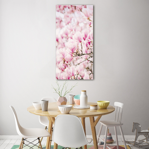 Quadro stampa su vetro verticale Fiori di magnolia
