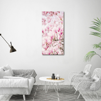 Quadro stampa su vetro verticale Fiori di magnolia