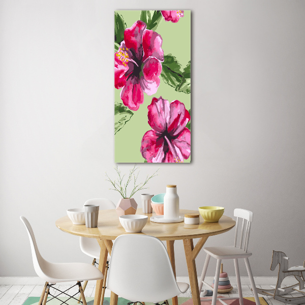 Quadro vetro verticale Fiori hawaiani