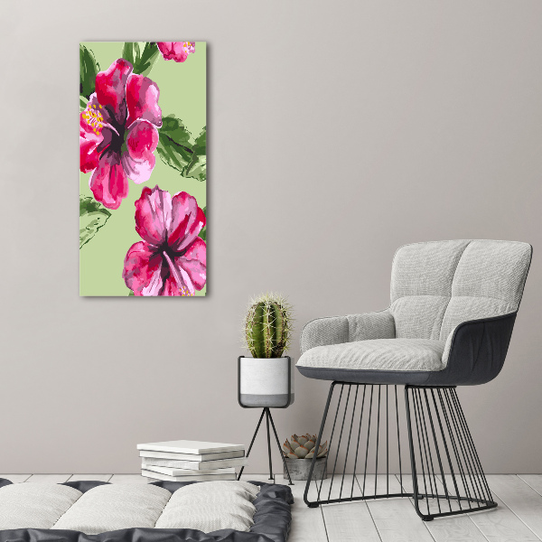 Quadro vetro verticale Fiori hawaiani