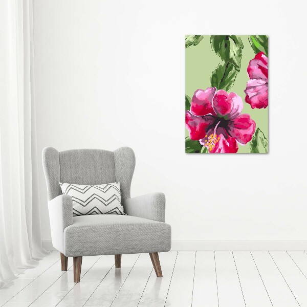 Quadro vetro verticale Fiori hawaiani