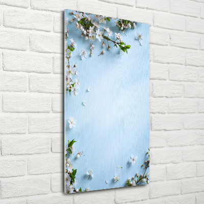 Quadro in vetro verticale Fiori di ciliegio