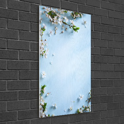 Quadro in vetro verticale Fiori di ciliegio