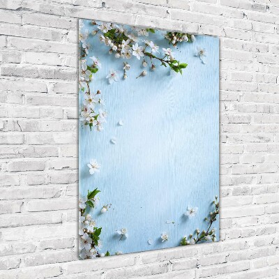 Quadro in vetro verticale Fiori di ciliegio