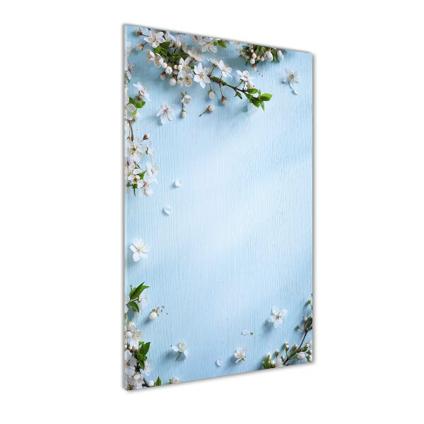 Quadro in vetro verticale Fiori di ciliegio