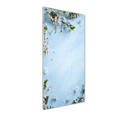 Quadro in vetro verticale Fiori di ciliegio