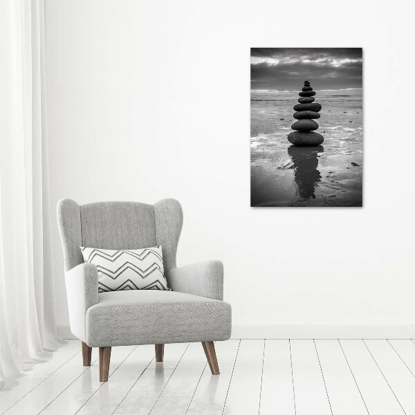 Quadro di vetro verticale Pietre sulla spiaggia