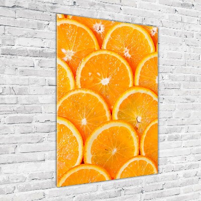 Quadro in vetro verticale Fette d'arancia