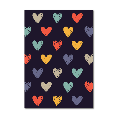 Quadro di vetro verticale Cuori colorati