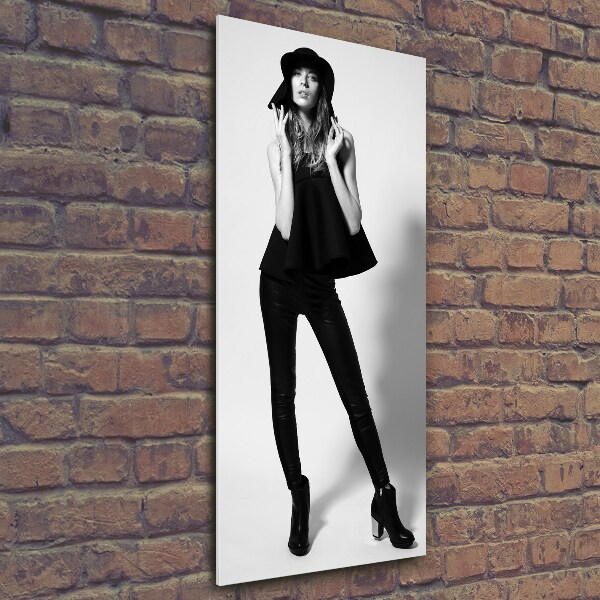 Quadro di vetro verticale Donna in nero