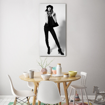 Quadro di vetro verticale Donna in nero
