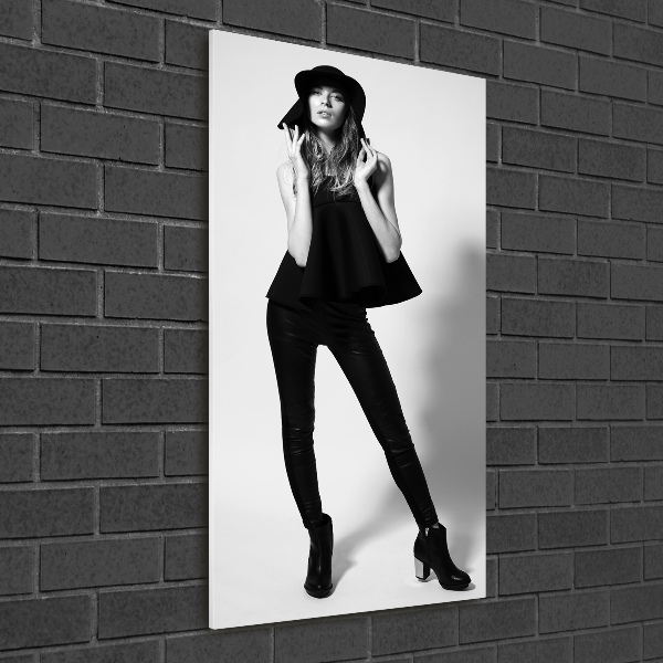 Quadro di vetro verticale Donna in nero