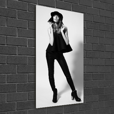 Quadro di vetro verticale Donna in nero