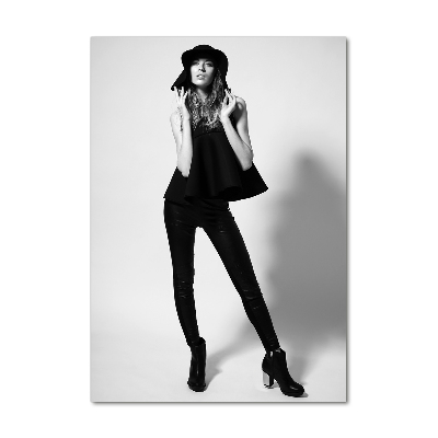 Quadro di vetro verticale Donna in nero