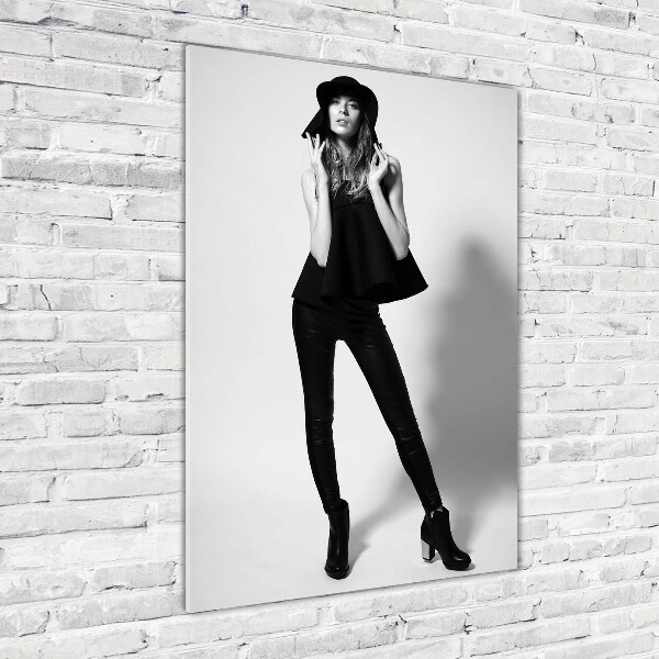Quadro di vetro verticale Donna in nero