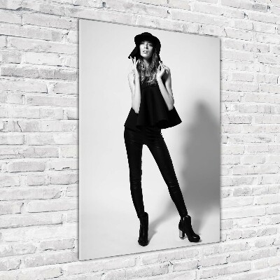 Quadro di vetro verticale Donna in nero