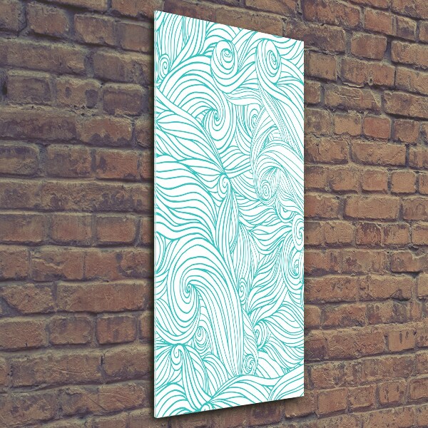 Quadro stampa su vetro verticale Onde blu