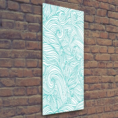 Quadro stampa su vetro verticale Onde blu