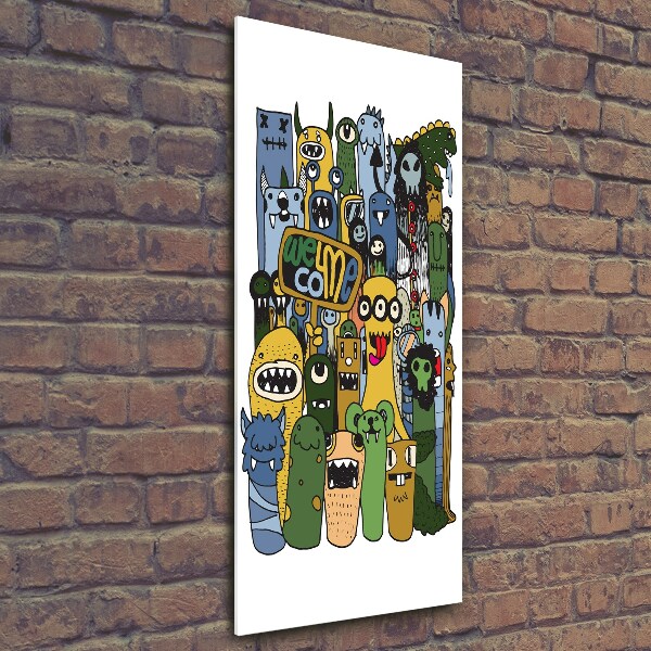 Quadro di vetro verticale Mostri pazzi