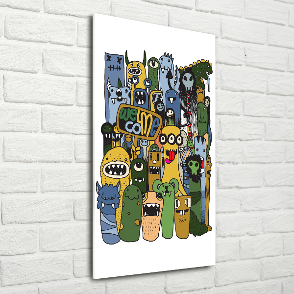 Quadro di vetro verticale Mostri pazzi