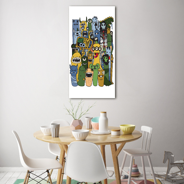 Quadro di vetro verticale Mostri pazzi