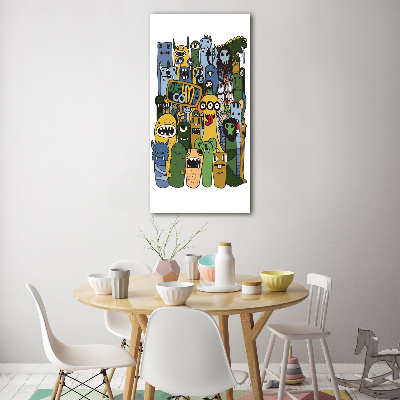 Quadro di vetro verticale Mostri pazzi