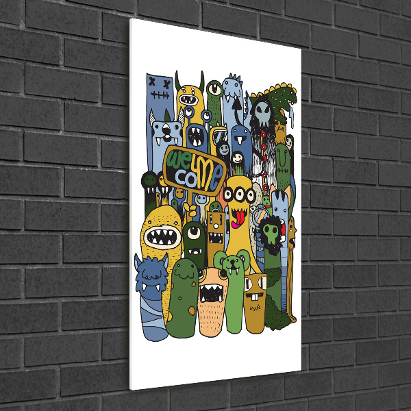 Quadro di vetro verticale Mostri pazzi