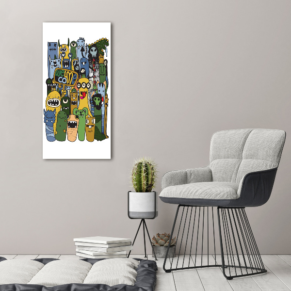 Quadro di vetro verticale Mostri pazzi