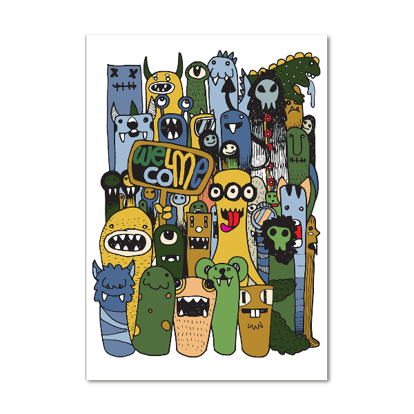 Quadro di vetro verticale Mostri pazzi