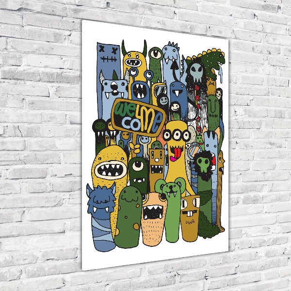 Quadro di vetro verticale Mostri pazzi