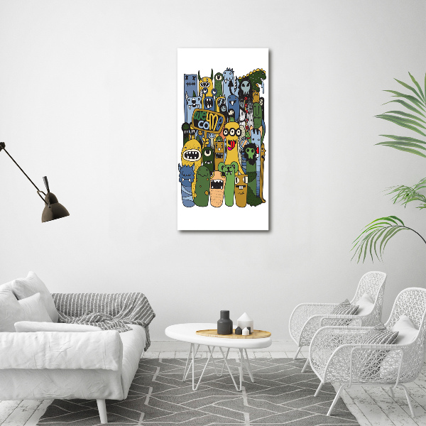 Quadro di vetro verticale Mostri pazzi