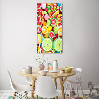 Quadro di vetro verticale Caramelle colorate