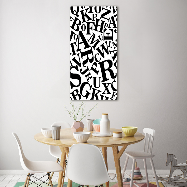 Quadro in vetro verticale Alfabeto
