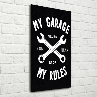 Quadro di vetro verticale Il mio garage